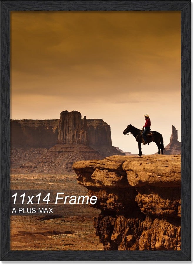 A PLUS MAX 11x14 Picture Frame, Black Engineered Wood Frame for 11 x 14 Inch Picture Poster Photo, Light Weight 11 by 14 Frame with Wood-grain for Wall - 1 Pack/Black/11 x14 - Image 1